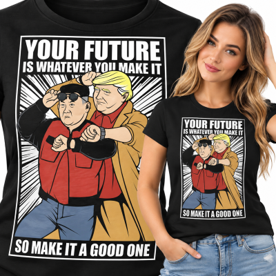 KOSZULKA ŚMIESZNA DAMSKA BACK TO THE FUTURE JONG UN TRUMP
